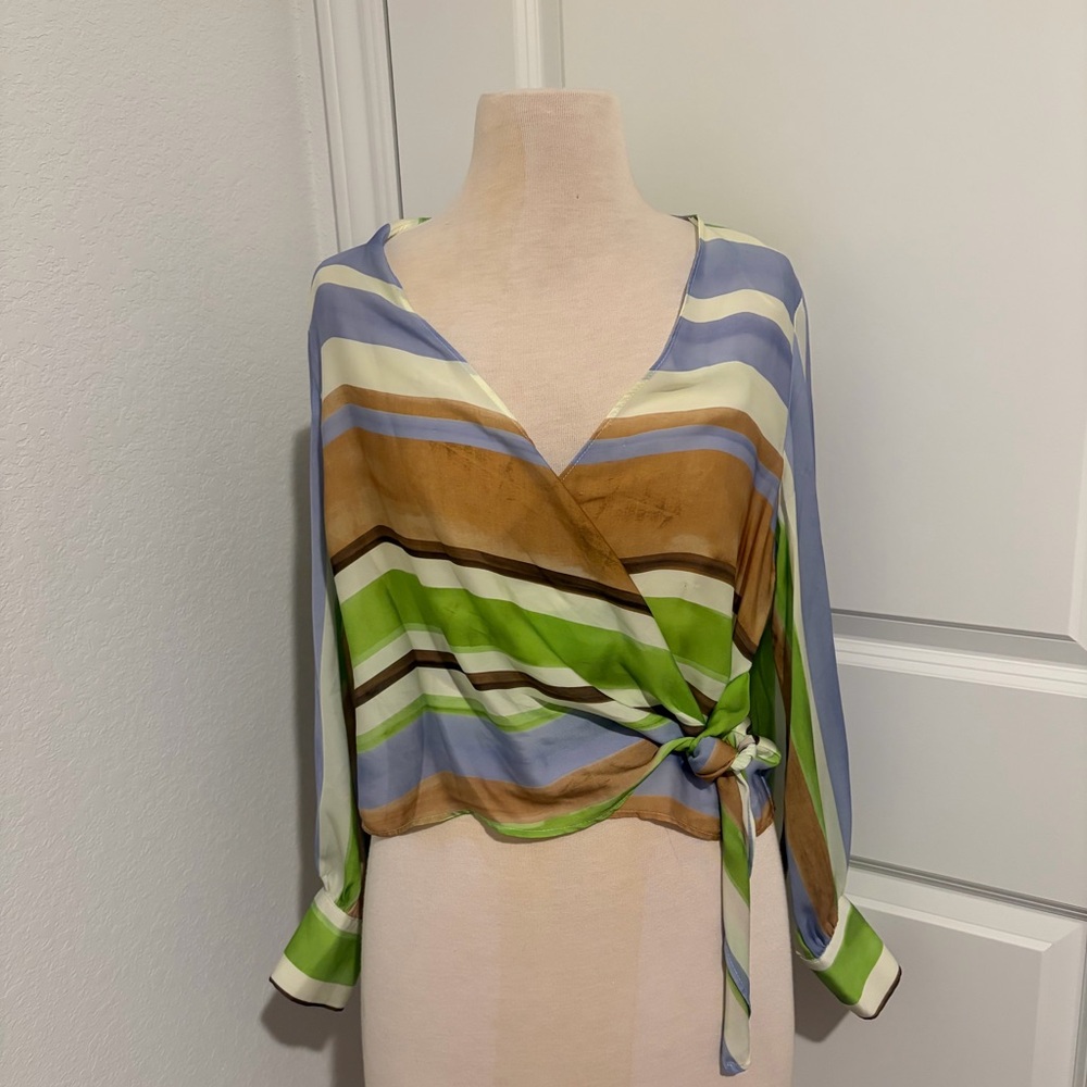 Zara Striped Wrap Blouse